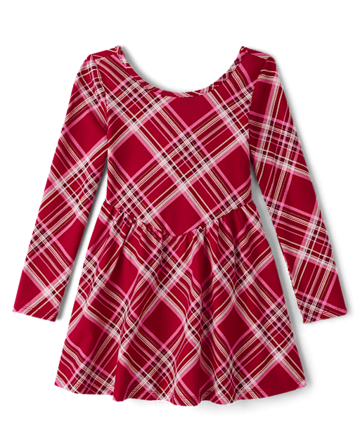 Girls Plaid V-Waist Dress