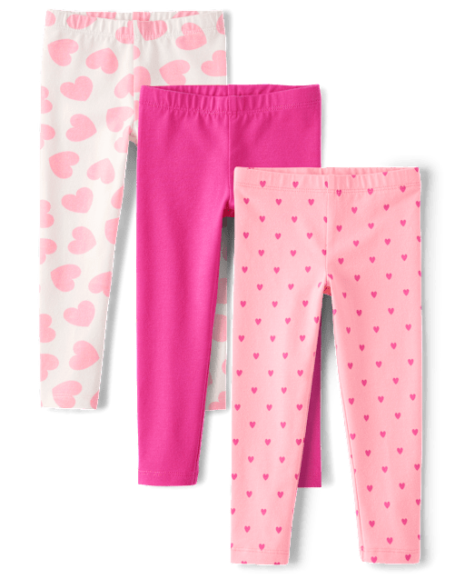 Toddler Girls Heart Leggings 3-Pack