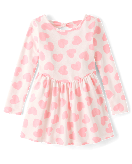 Baby And Toddler Girls Heart Bow Back Dress