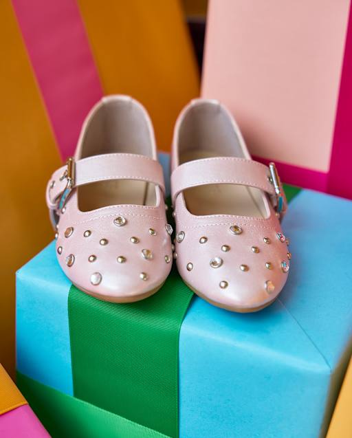 Girls Rhinestone Studded Ballet Flats