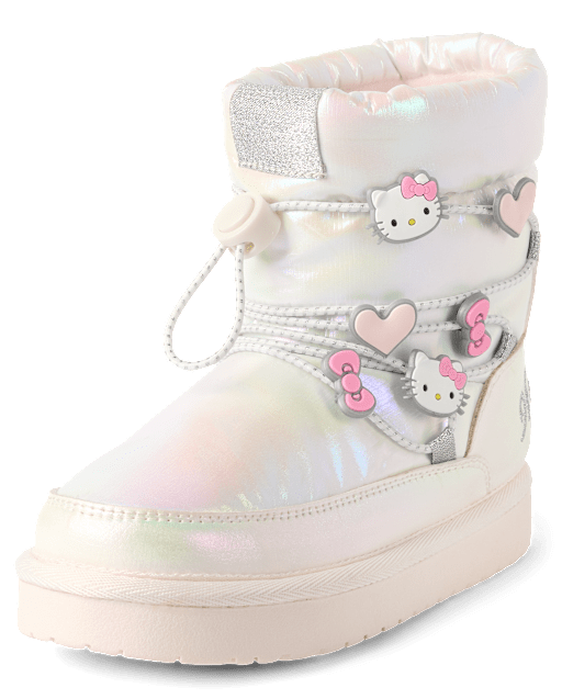 Girls Hello Kitty® Iridescent Embroidered Puffer Boots