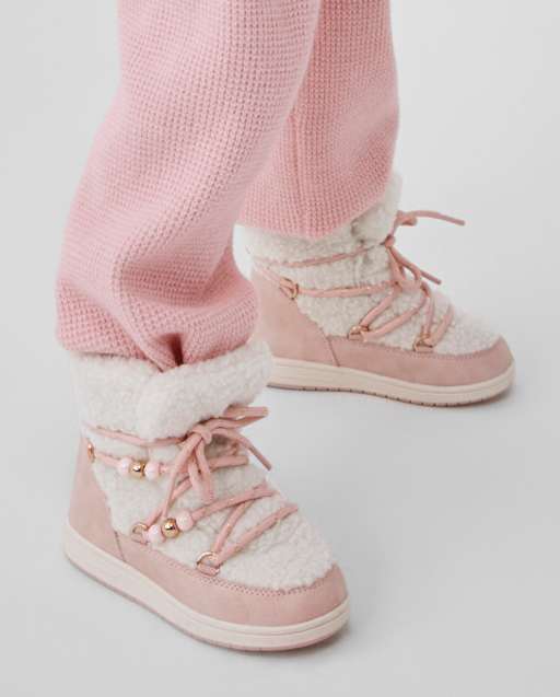 Chaussons élastiques en sherpa pour petites filles