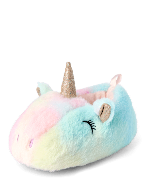 Toddler Girls Rainbow Unicorn Slippers