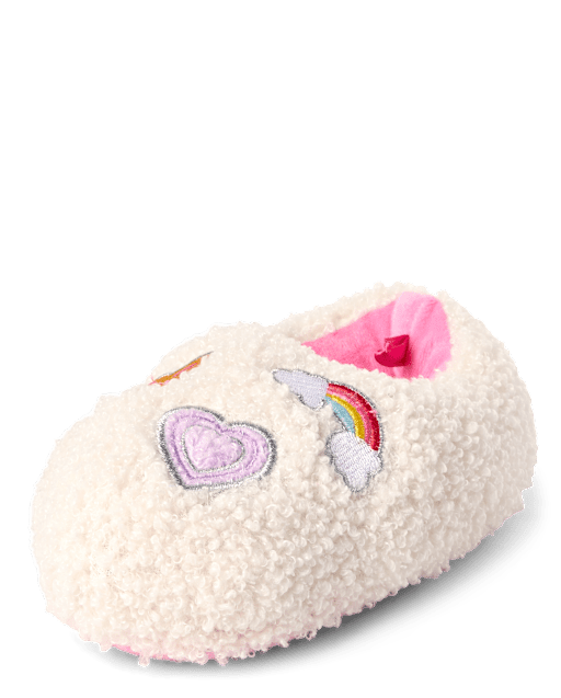 Toddler Girls Embroidered Icon Slippers