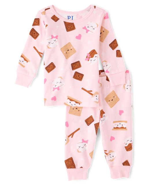 Baby And Toddler Girls S'mores Snug Fit Cotton Pajamas