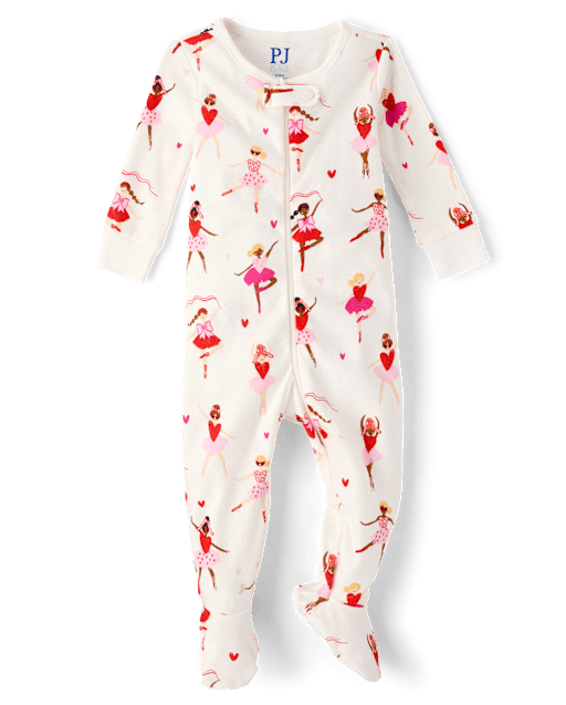 Baby And Toddler Girls Ballerina Snug Fit Cotton Footed One Piece Pajamas