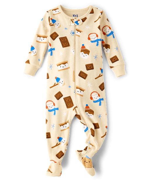 Baby And Toddler Boys Winter S'mores Snug Fit Cotton Footed One Piece Pajamas