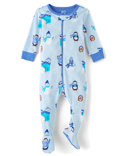 Baby And Toddler Boys Winter Critter Snug Fit Cotton Footed One Piece Pajamas