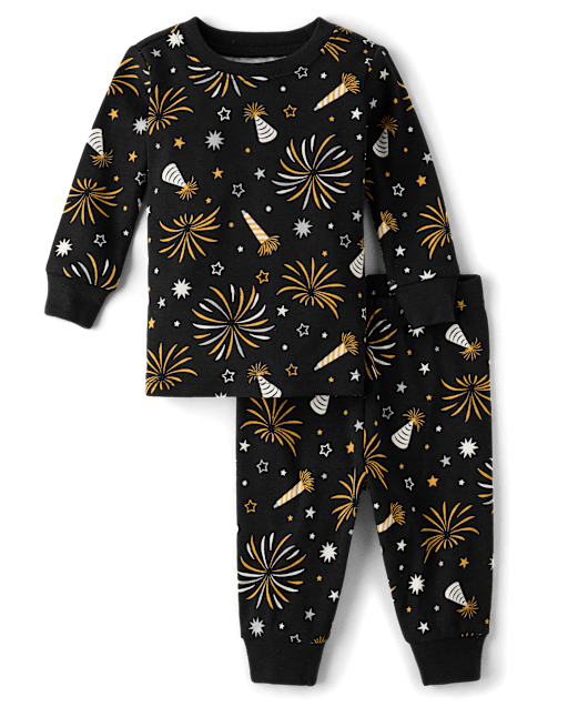 Baby And Toddler Matching Family Glow New Year Cotton Pajamas