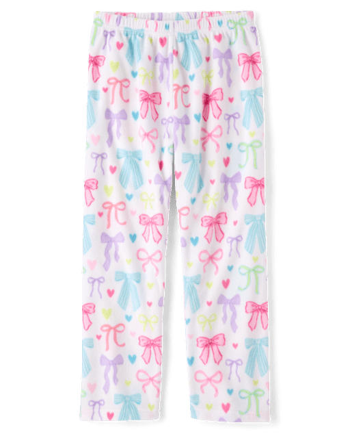 Girls Bow Microfleece Pajama Pants