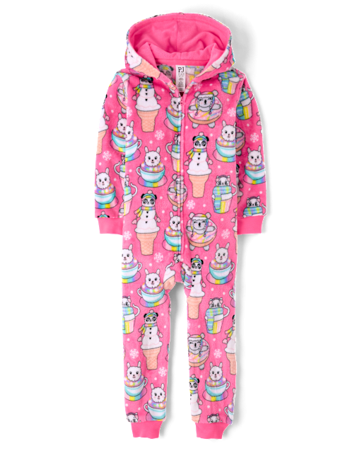 Girls Winter Dessert One Piece Pajamas - Cozy Fleece