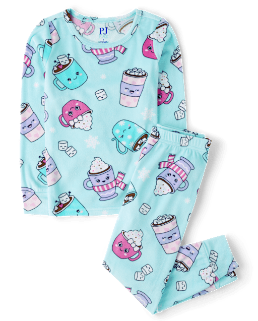 Girls Hot Cocoa Mug Velour Pajamas