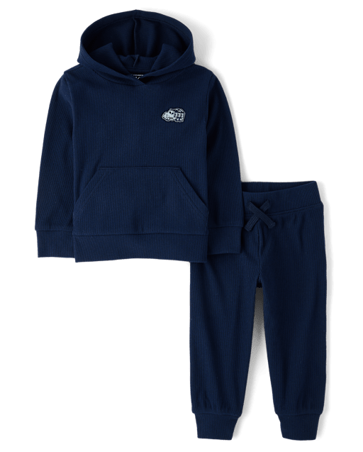 Baby And Toddler Embroidered Patch Sueded Rib 2-Piece Outfit Set