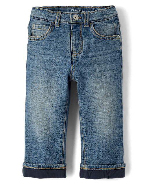 Baby And Toddler Boys Lined Roll Cuff 90s Loose Jeans