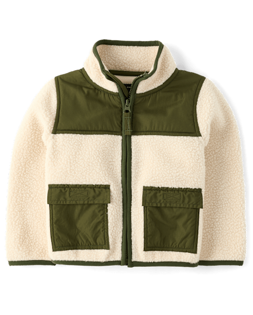 Baby And Toddler Contrast Sherpa Utility Zip Up Jacket