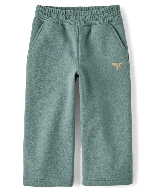 Baby And Toddler Boys Embroidered Premium Fleece Wide Leg Sweatpants