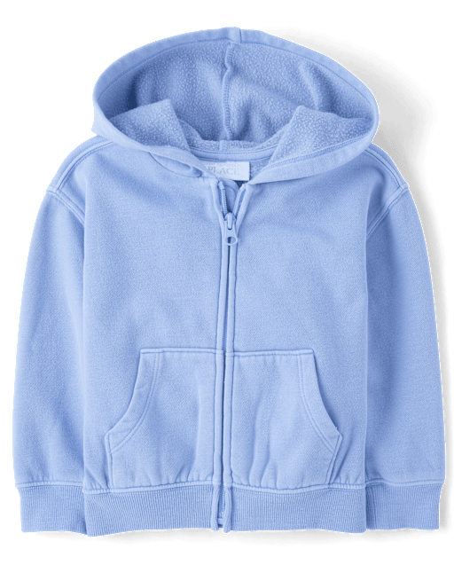 Baby And Toddler Garment Dyed Premium Fleece Zip Up Hoodie