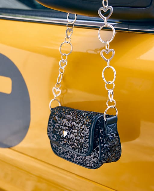 Girls Sequin Heart Chain Bag
