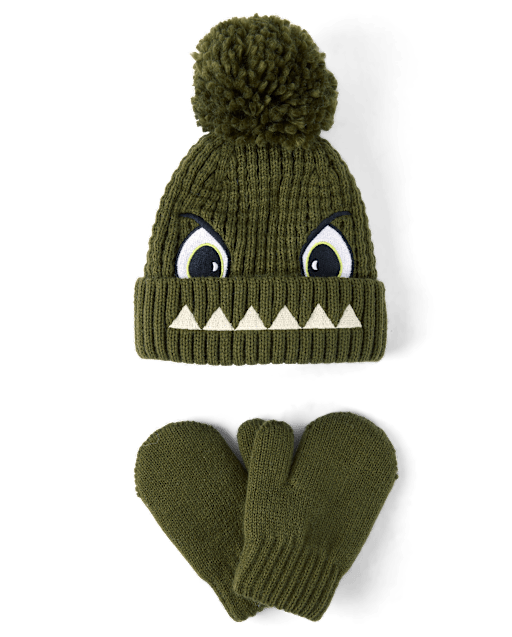Toddler Boys Embroidered Monster 2-Piece Cold Weather Set