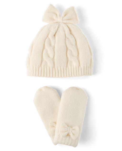 Ensemble 2 pièces pour bébé fille en maille torsadée avec nœud, idéal pour temps froid