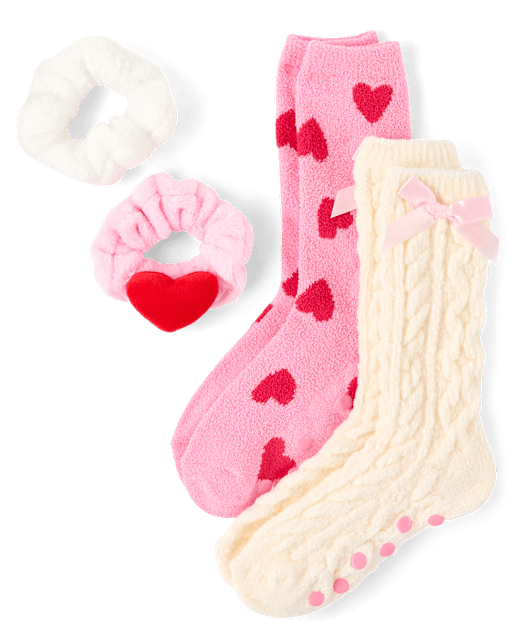 Girls Heart Bow 4-Piece Accessory Set