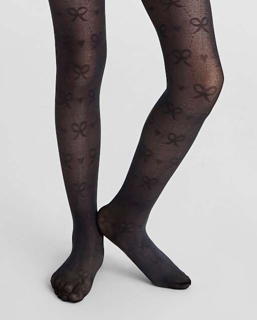 Girls Bow Microfiber Tights