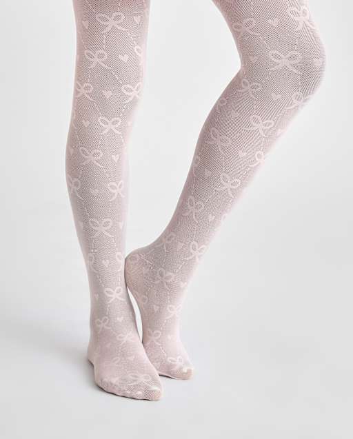 Girls Bow Microfiber Tights