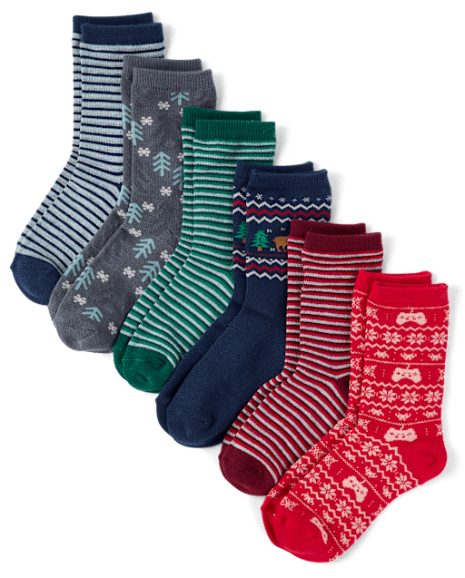 Boys Holiday Gamer Crew Socks 6-Pack