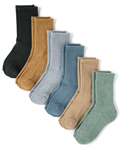 Boys Marled Cushioned Crew Socks 6-Pack