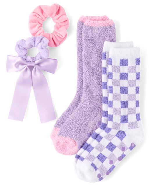 Ensemble d'accessoires à carreaux pour filles (4 pièces)