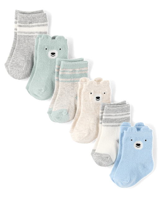 Baby Boys Bear Midi Socks 6-Pack