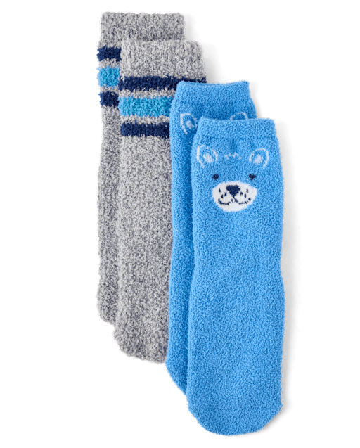 Toddler Boys Bear Cozy Socks 2-Pack