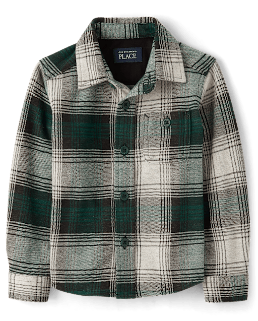 Baby And Toddler Boys Plaid Luxe Cozy Knit Button Up Shirt