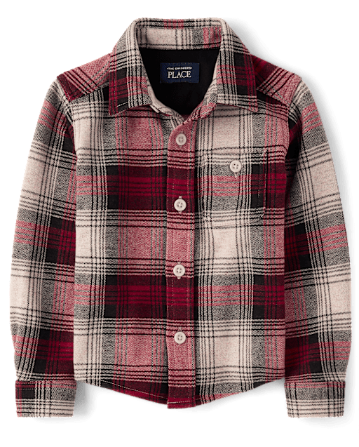 Baby And Toddler Boys Plaid Luxe Cozy Knit Button Up Shirt
