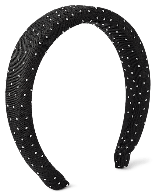 Girls Puffy Satin Rhinestone Headband
