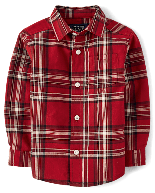 Baby And Toddler Boys Plaid Poplin Button Up Shirt