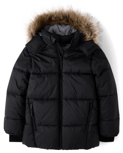 Kids Quilted Faux Fur Lined Parka Jacket