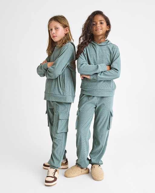Kids Sueded Rib Cargo Jogger Pants