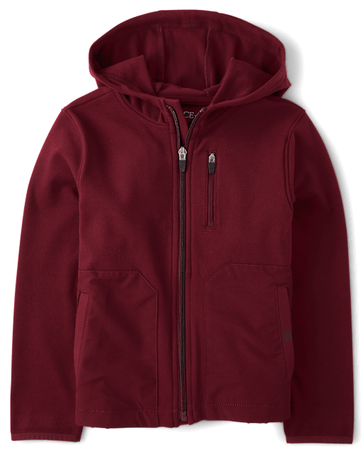 Boys Stretch Cozy Microfleece Zip Up Hoodie