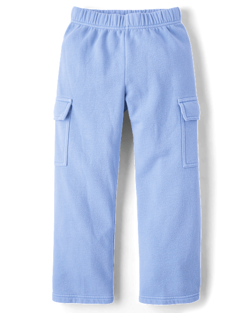 Kids Garment Dyed Premium Fleece Wide Leg Cargo Lounge Pants