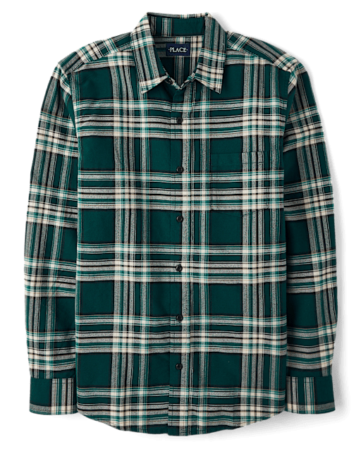 Mens Matching Family Plaid Oxford Button Up Shirt