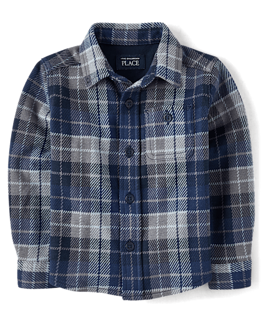 Baby And Toddler Boys Plaid Luxe Cozy Knit Button Up Shirt