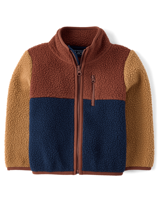 Baby And Toddler Colorblock Sherpa Zip Up Jacket