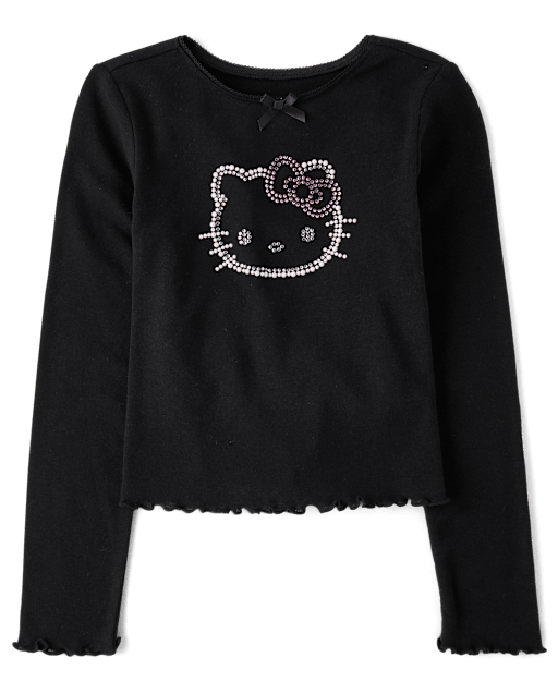 Girls Hello KittyÂ® Embellished Ribbed Baby Tee