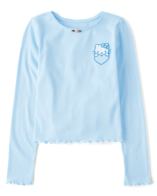 Girls Hello KittyÂ® Embellished Ribbed Baby Tee