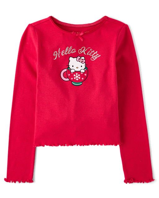 Girls Hello Kitty® Rhinestone Mug Ribbed Baby Tee