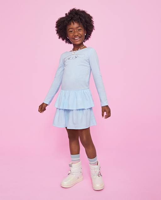 Girls Hello Kitty® Rhinestone Tiered Drop Waist Dress