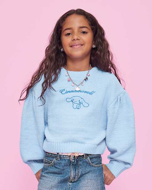 Girls Hello KittyÂ® Embroidered Chenille Sweater