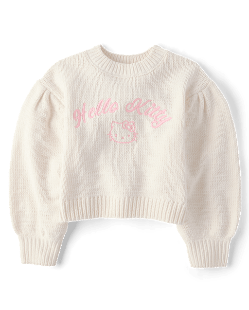 Girls Hello KittyÂ® Embroidered Chenille Sweater