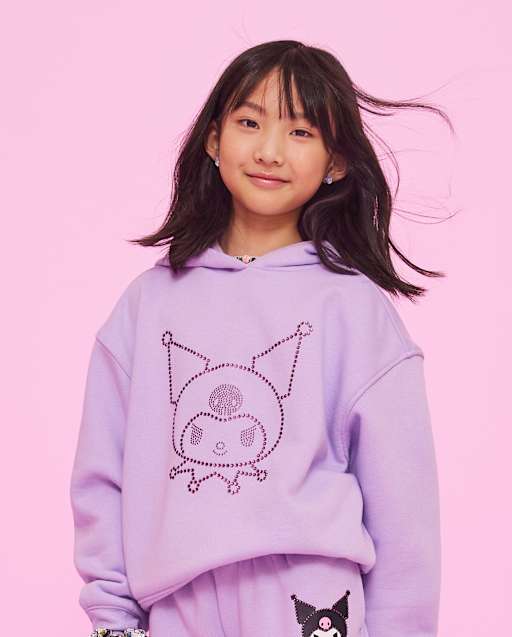 Girls Hello KittyÂ® Rhinestone Premium Fleece Oversized Hoodie